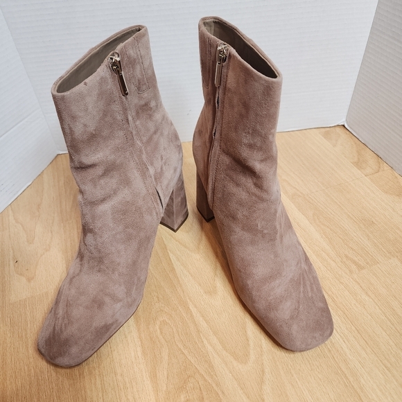 Sam Edelman 10W Suede Leather Codie Square Toe Bootie Nude Beige - Picture 11 of 16